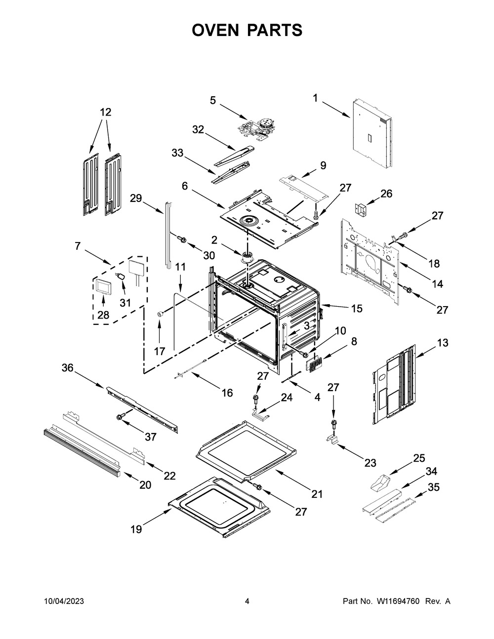 Oven Parts Diagram and Parts List for KOSE900HBS21  KitchenAid Wall Oven