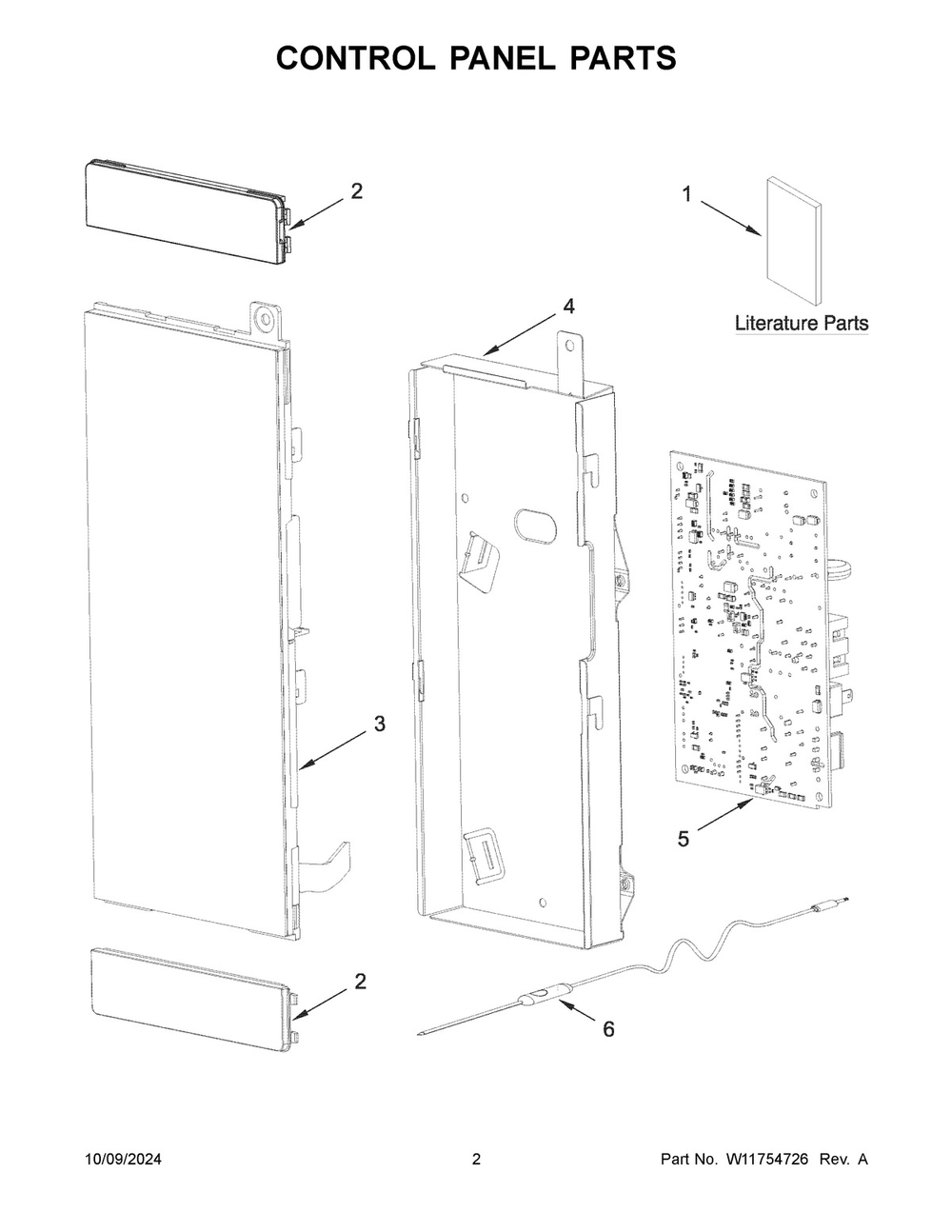 02 - Control Panel Parts Diagram and Parts List for YKMMF730PPS00  Whirlpool Microwave