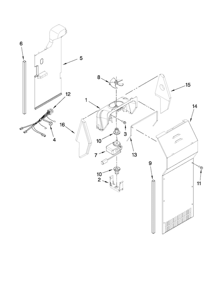 Air Flow Parts Diagram and Parts List for 10651103111  Kenmore Refrigerator