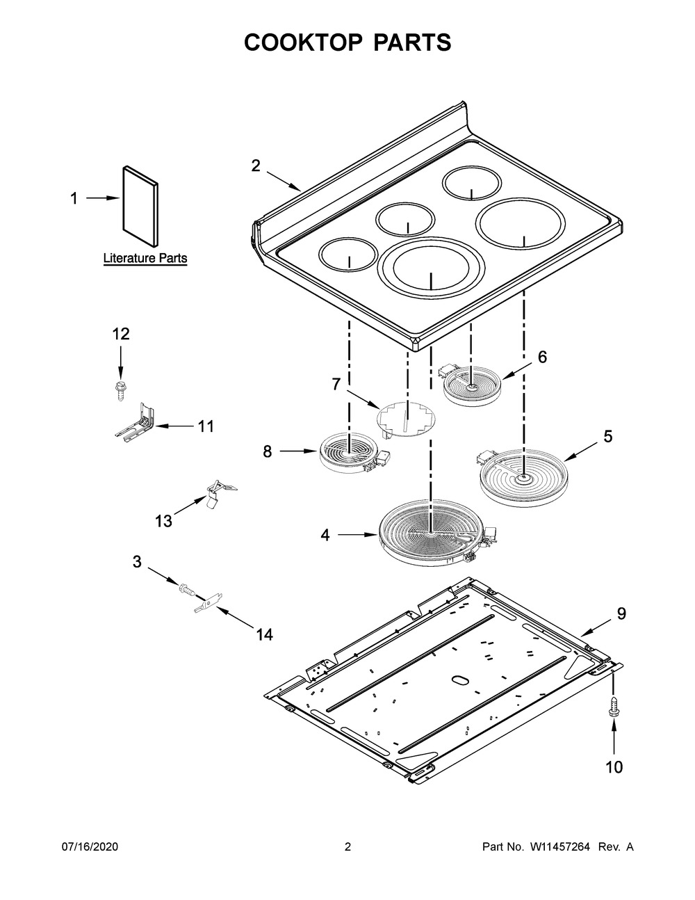 Cooktop Parts Diagram and Parts List for YKFEG500ESS4  Whirlpool Range