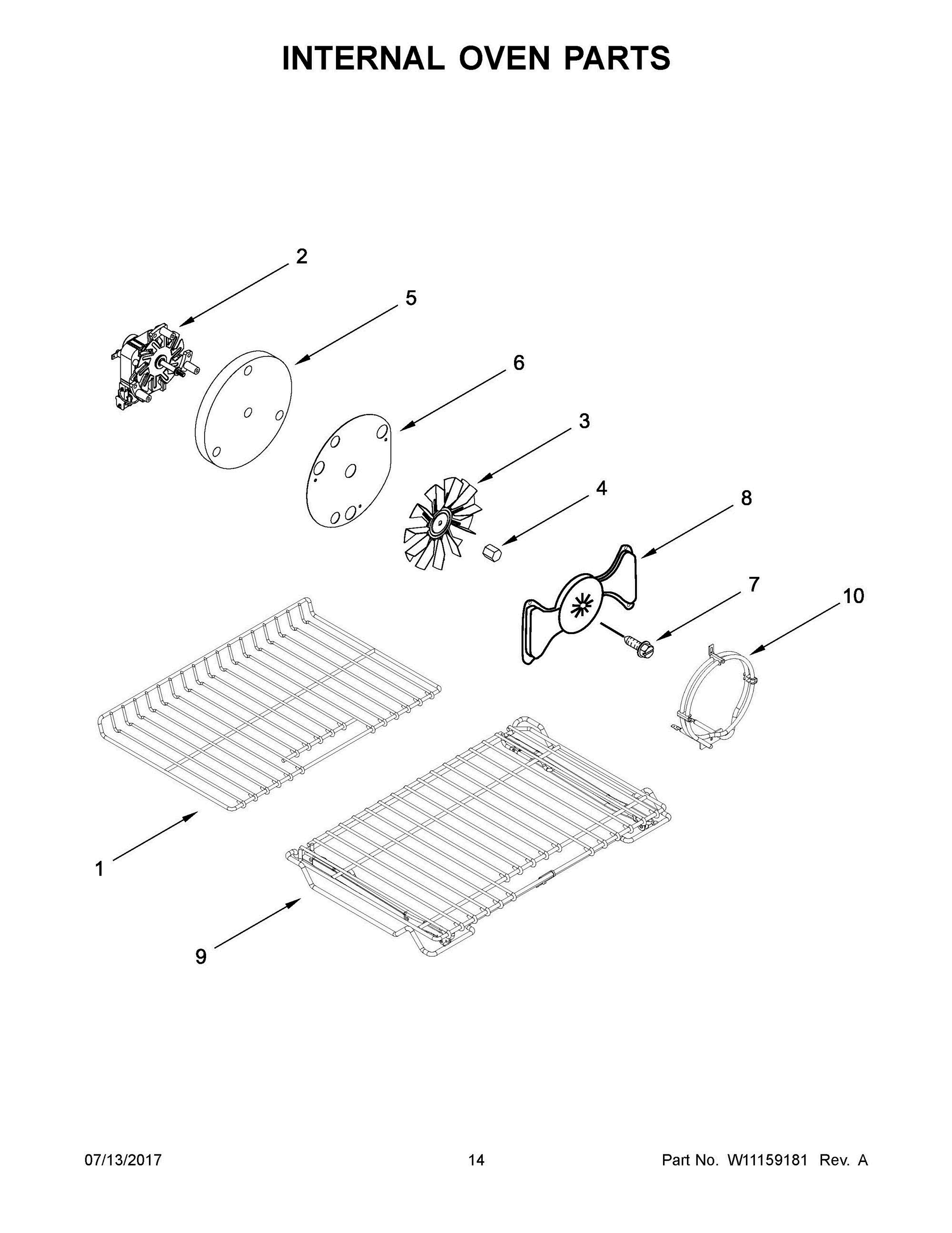 08 - INTERNAL OVEN PARTS Diagram and Parts List for KFGD500EBS00  Whirlpool Range