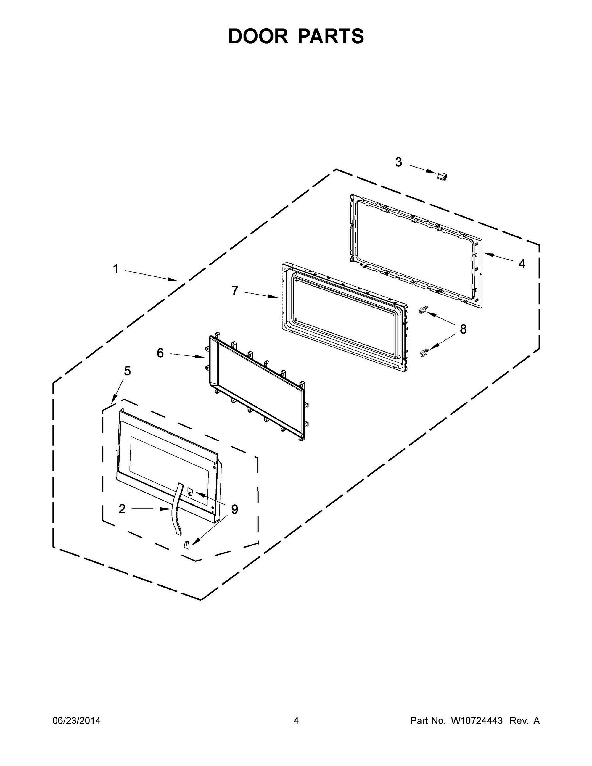 03 - DOOR PARTS Diagram and Parts List for YWMH53520CE0  Whirlpool Microwave