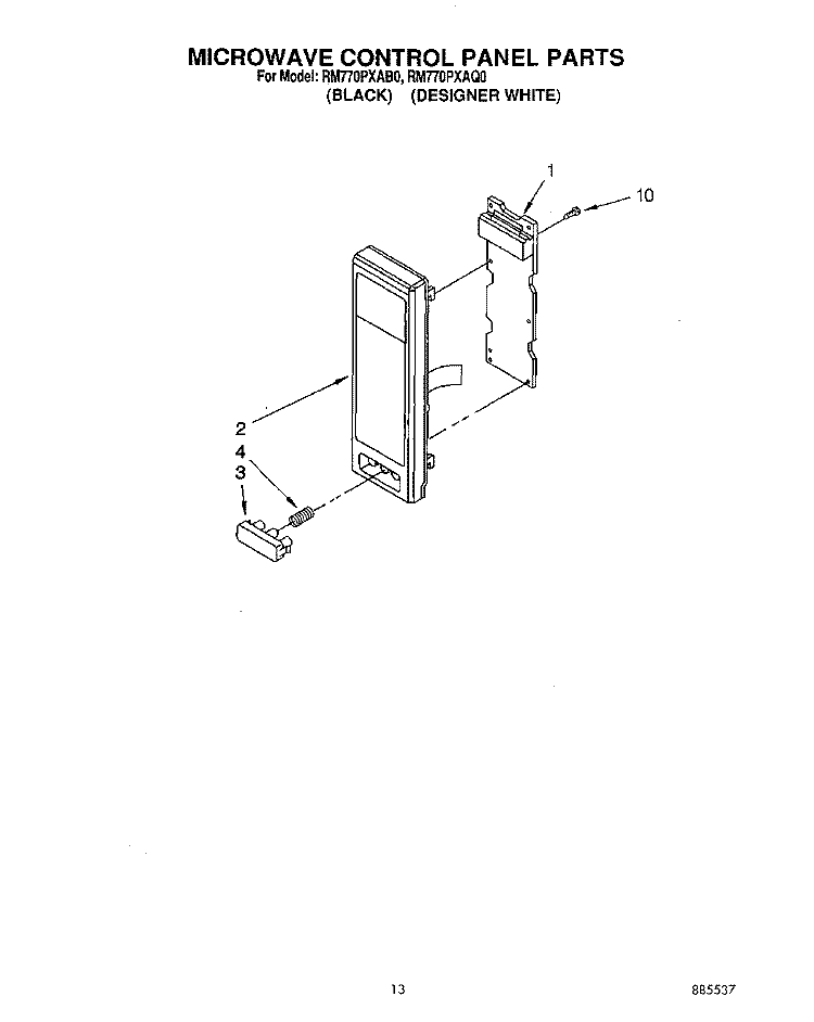 MICROWAVE CONTROL PANEL Diagram and Parts List for RM770PXAQ0  Whirlpool Wall Oven