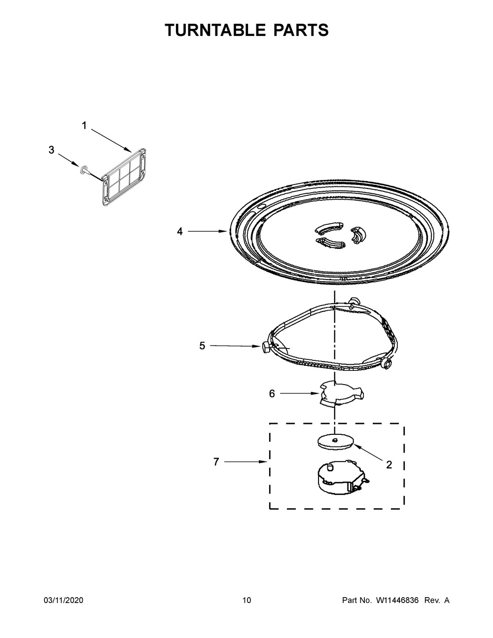 Turntable Parts Diagram and Parts List for UMV1160CS9  Whirlpool Microwave