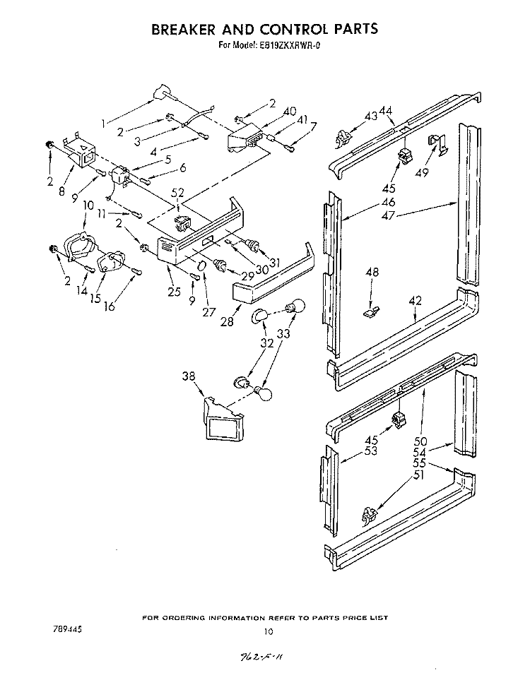 BREAKER AND CONTROL Diagram and Parts List for EB19ZKXRWR0  Whirlpool Refrigerator