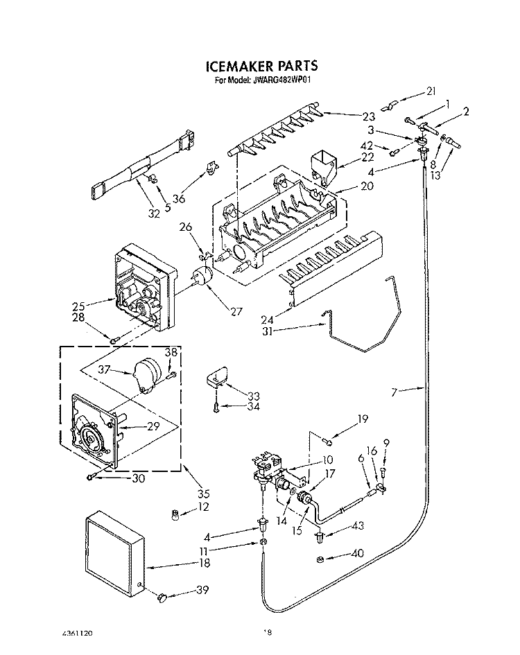 ICEMAKER, LIT/OPTIONAL Diagram and Parts List for JWARG482WP01  Whirlpool Refrigerator
