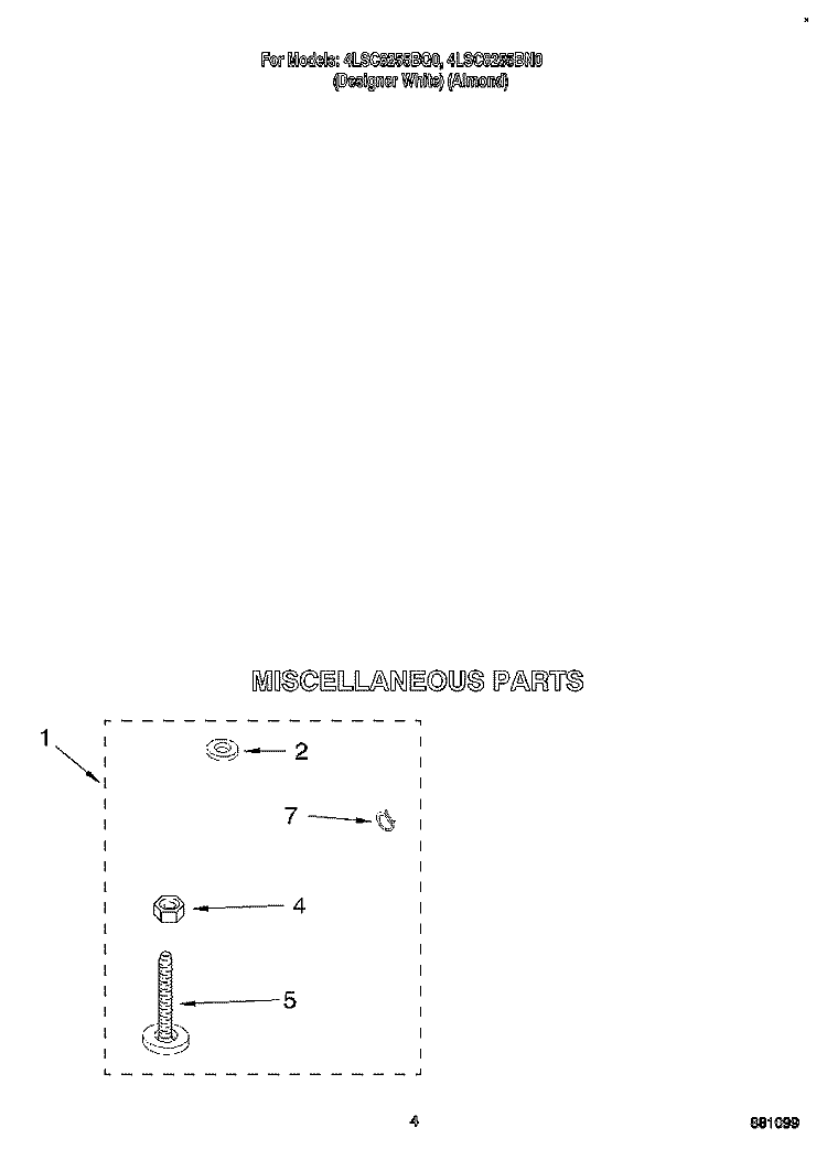 MISCELLANEOUS Diagram and Parts List for 4LSC8255BQ0  Whirlpool Washer