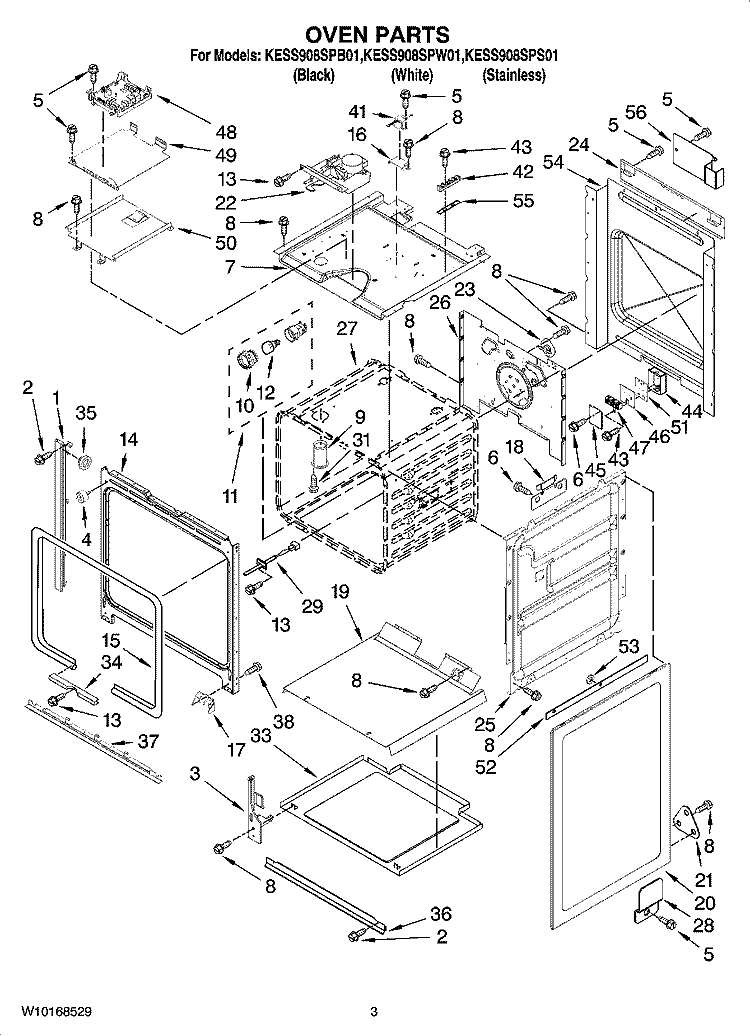OVEN PARTS Diagram and Parts List for KESS908SPB01  KitchenAid Range