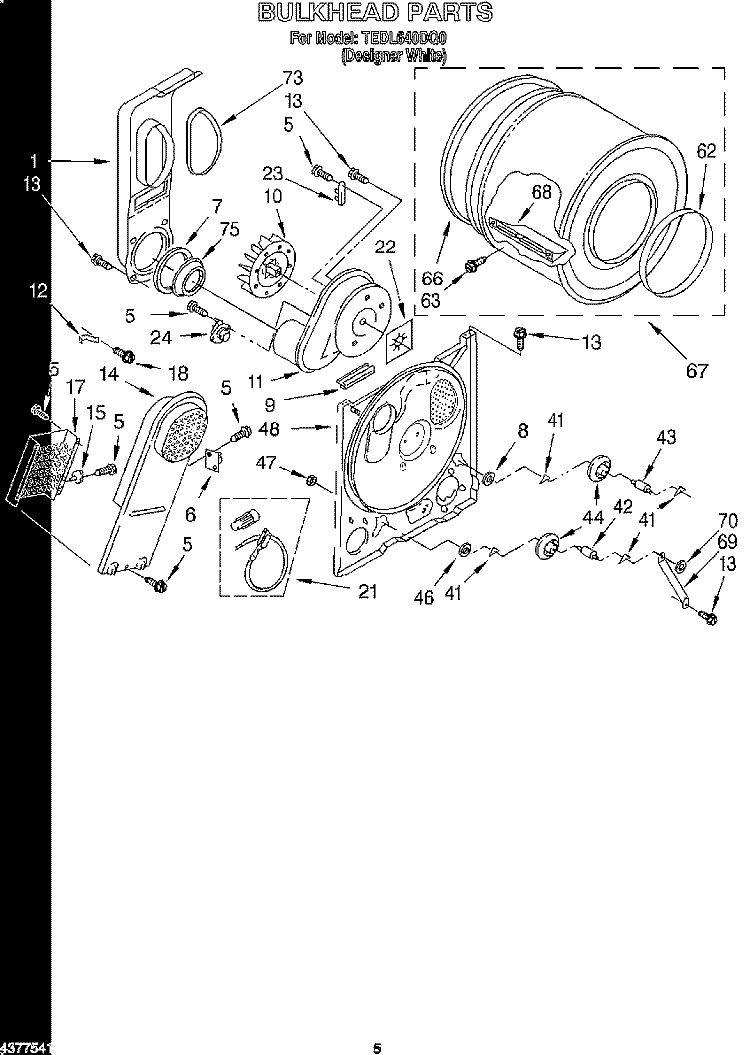 SECTION Diagram and Parts List for TEDL640DQ0  Whirlpool Dryer