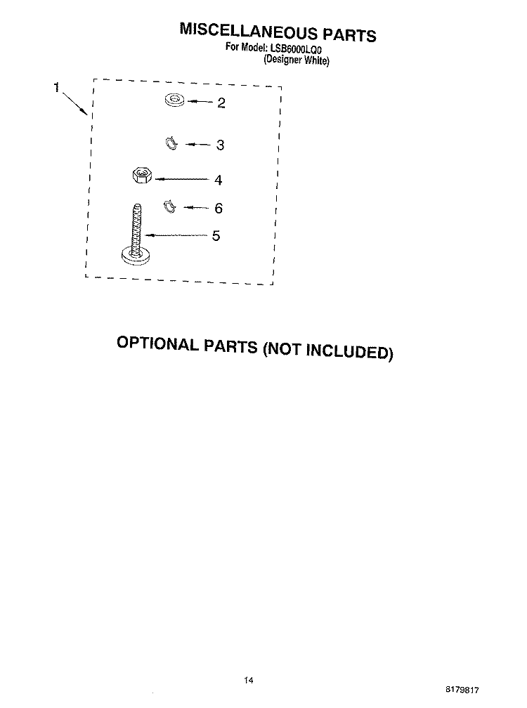 MISCELLANEOUS, OPTIONAL Diagram and Parts List for LSB6000LQ0  Whirlpool Washer