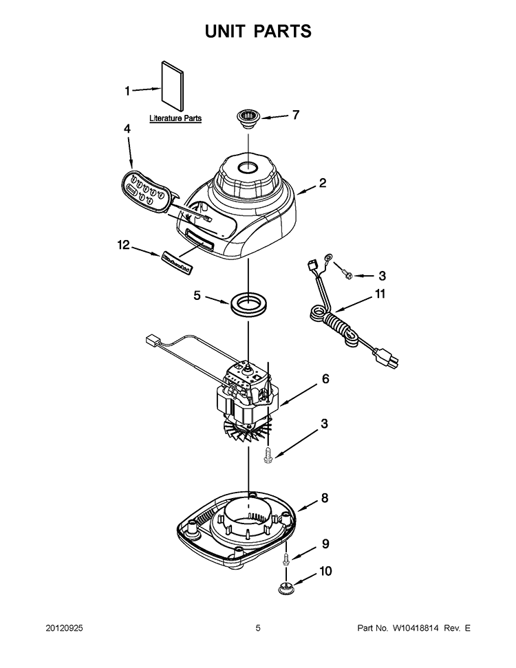 UNIT PARTS Diagram and Parts List for KSB560CU1  KitchenAid Blender