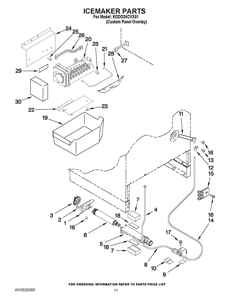 ICEMAKER PARTS Diagram and Parts List for KDDO24CVX01  KitchenAid Refrigerator