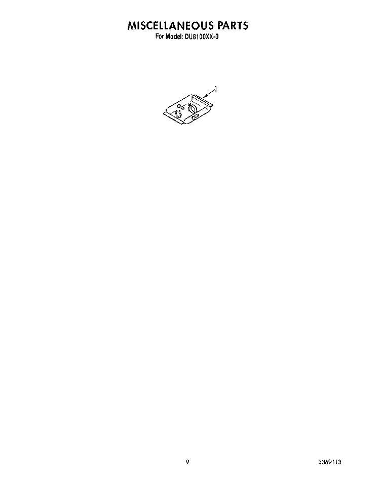 MISCELLANEOUS, LIT/OPTIONAL Diagram and Parts List for DU8100XX0  Whirlpool Dishwasher
