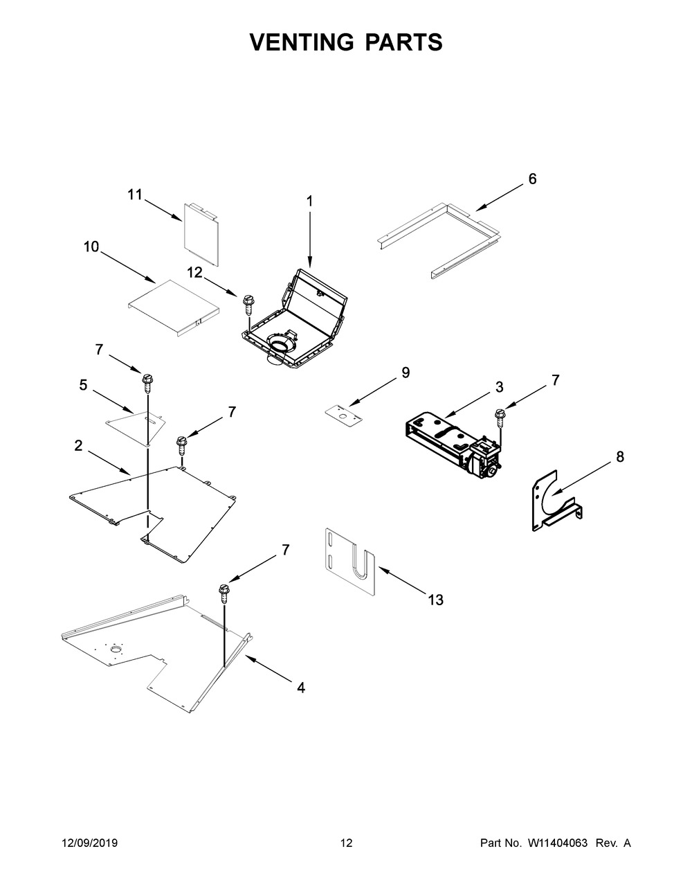 Venting Parts Diagram and Parts List for KFGC558JBK00  Whirlpool Range