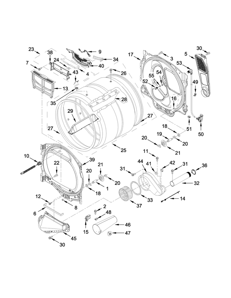 Bulkhead Parts Diagram and Parts List for 11079133411  Kenmore Dryer