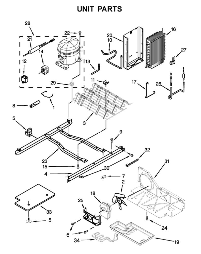 Unit Parts Diagram and Parts List for 10651759710  Kenmore Refrigerator