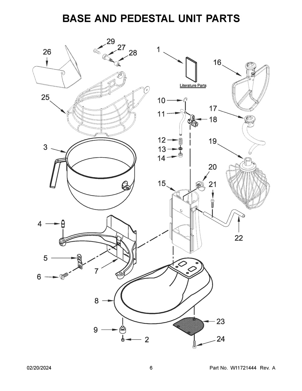 Base And Pedestal Unit Parts Diagram and Parts List for 3KSMC895TWH1  KitchenAid Mixer