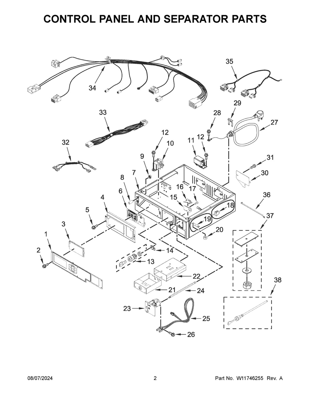 02 - Control Panel And Separator Parts Diagram and Parts List for CGSP2958JQ0  Whirlpool Dryer