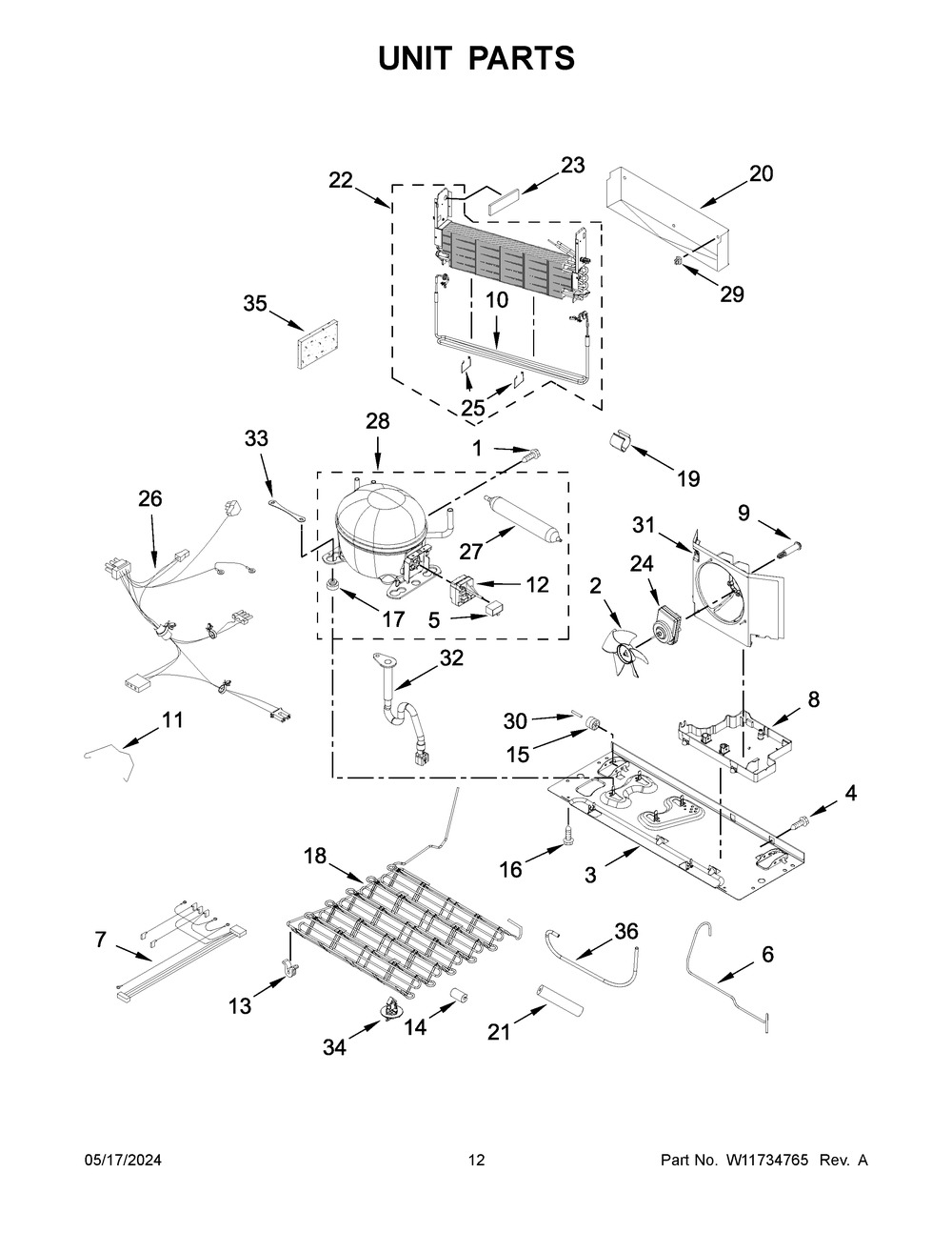 Unit Parts Diagram and Parts List for KRFF305ESS09  KitchenAid Refrigerator