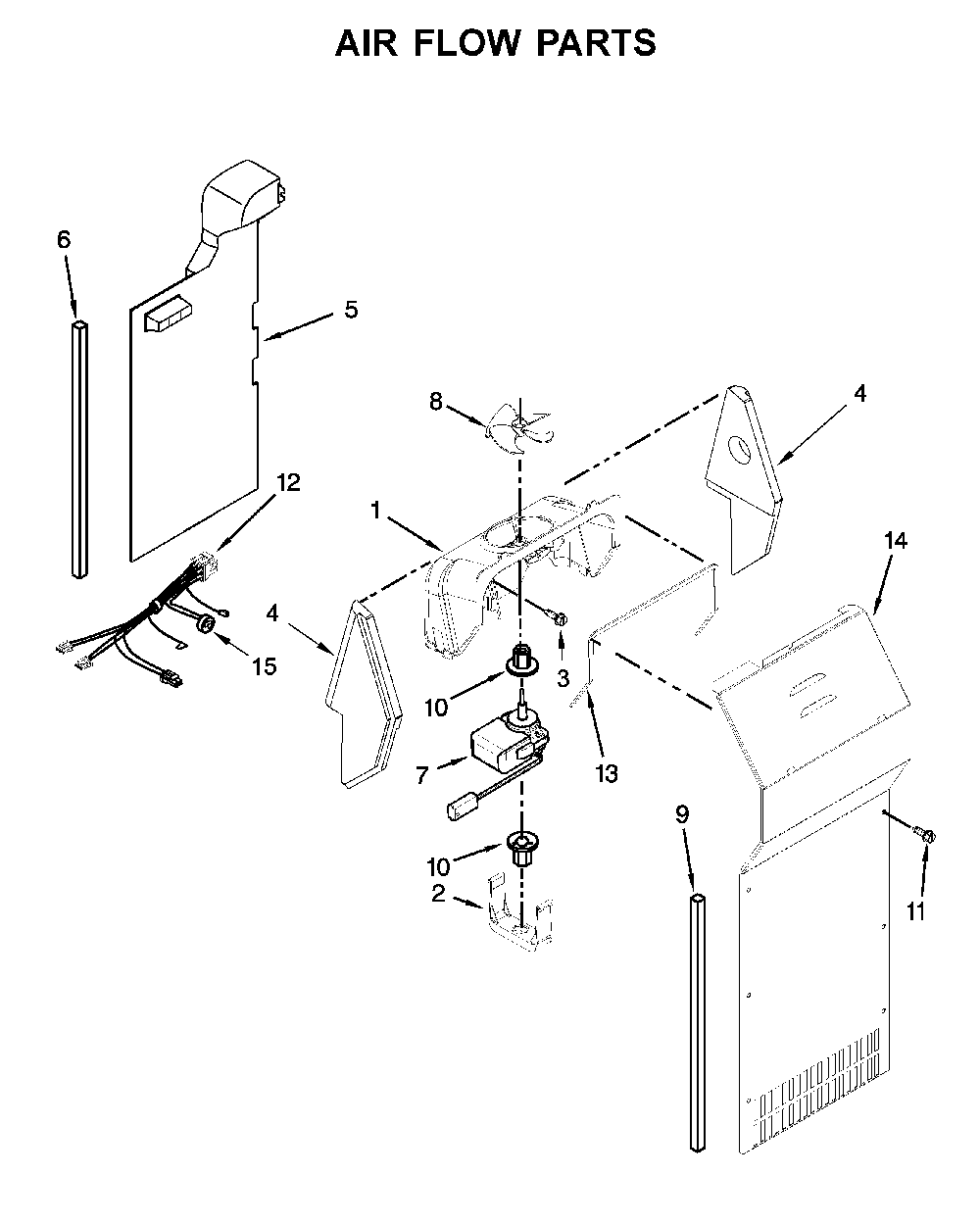 Air flow parts Diagram and Parts List for WRS331SDHB03  Whirlpool Refrigerator