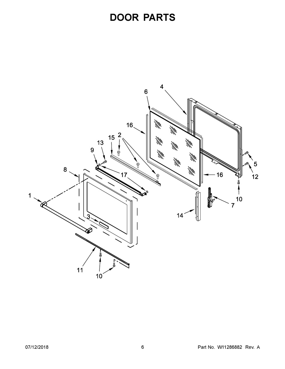 Door Parts Diagram and Parts List for KSEG700EBS3  Whirlpool Range