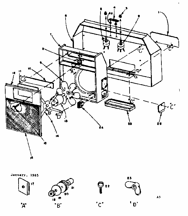 Range Hood Diagram and Parts List for 85052106  Kenmore Range Hood