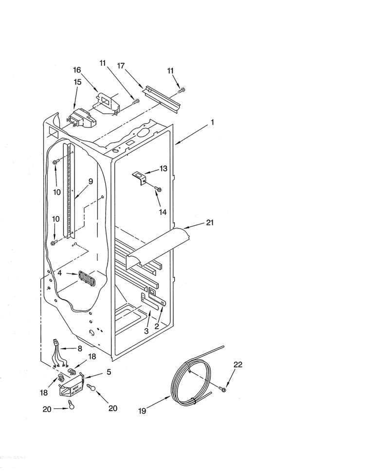 Refrigerator Liner Diagram and Parts List for ED5SHEXML10  Whirlpool Refrigerator