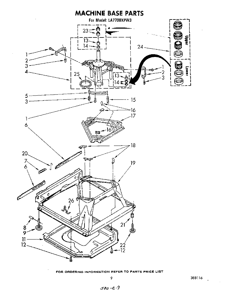 MACHINE Diagram and Parts List for LA7700XPW3  Whirlpool Washer