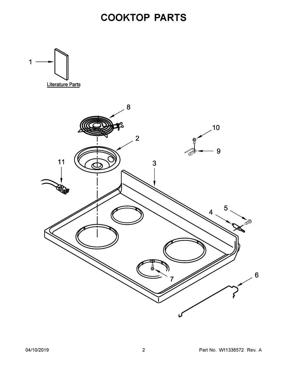 Cooktop Parts Diagram and Parts List for YWFC310S0ES3  Whirlpool Range