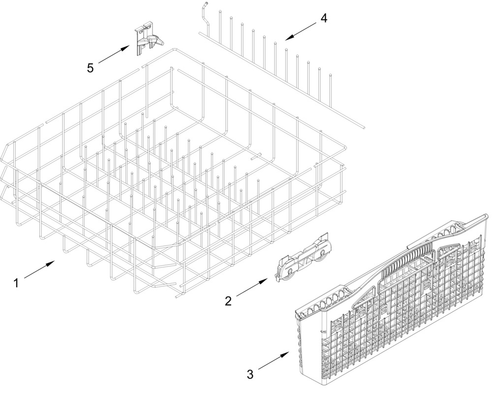 Lower Rack Parts Diagram and Parts List for WDPS8024SZ0  Whirlpool Dishwasher