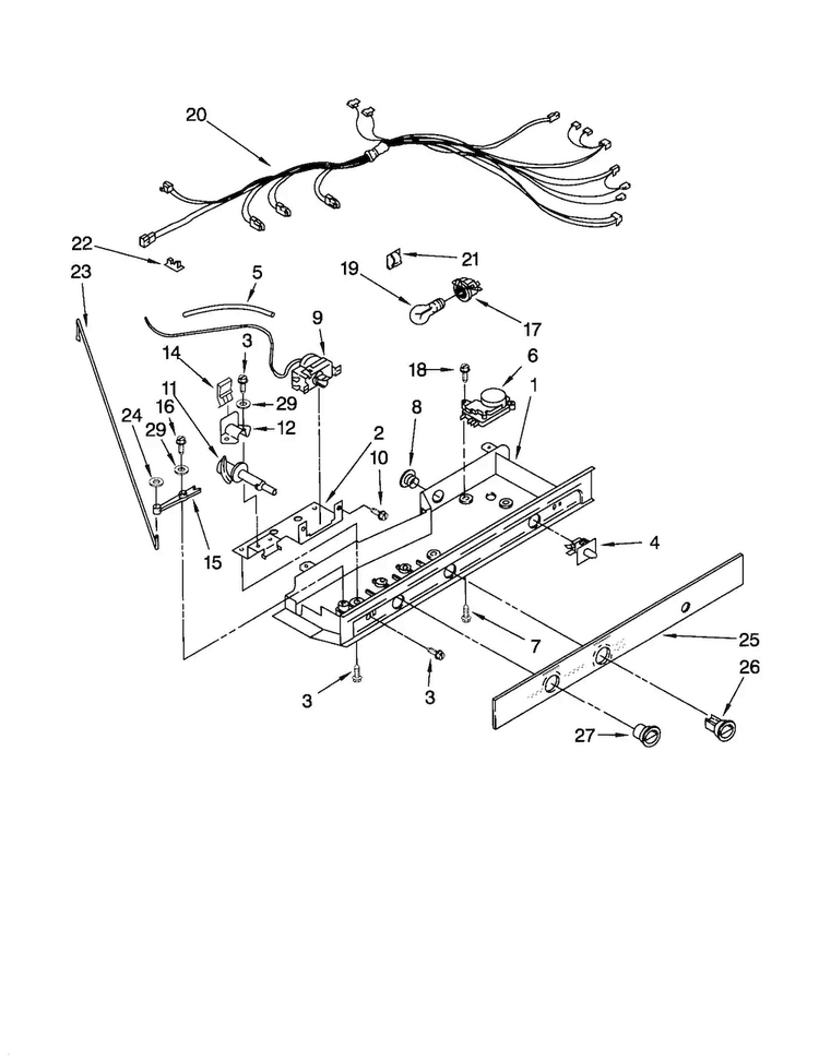 Control Diagram and Parts List for ED25GWXFW00  Whirlpool Refrigerator