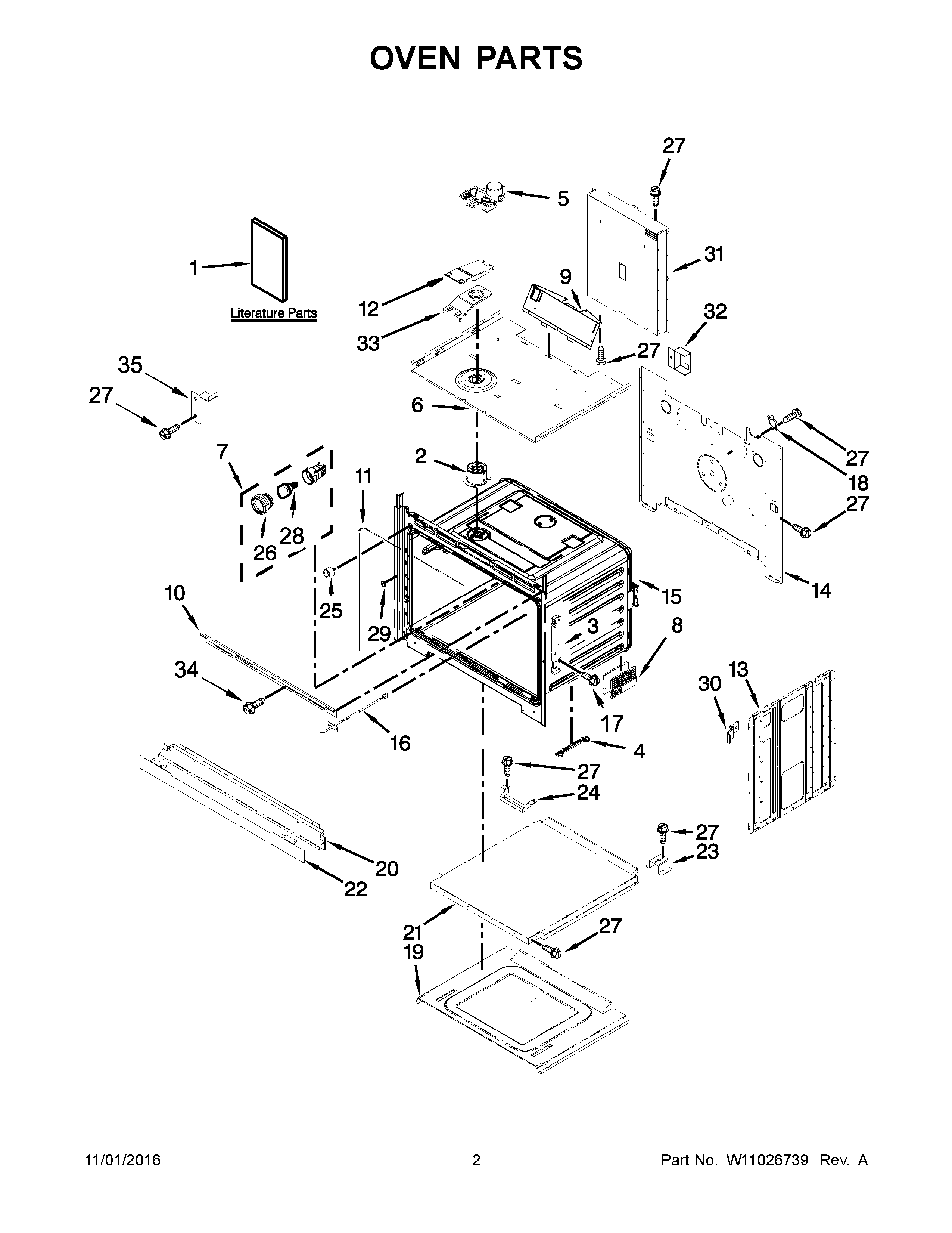 Oven Parts Diagram and Parts List for IBS550DS02  Whirlpool Wall Oven