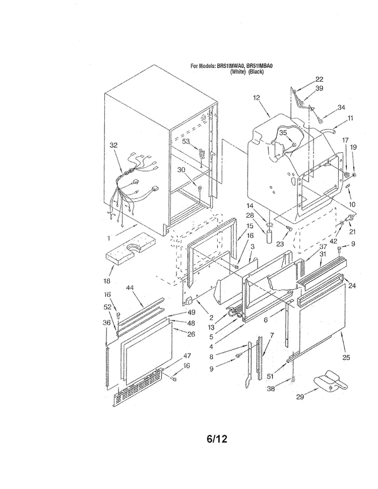 Cabinet Liner & Door Diagram and Parts List for BR51IMWA0  Whirlpool Ice Maker