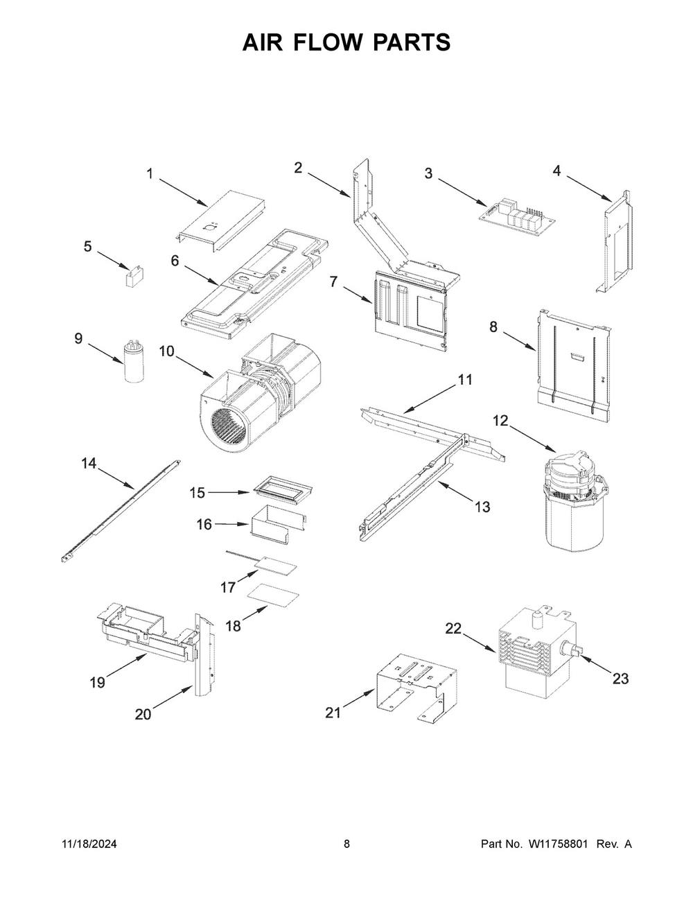 05 - Air Flow Parts Diagram and Parts List for KMLS311HBS10  Whirlpool Microwave