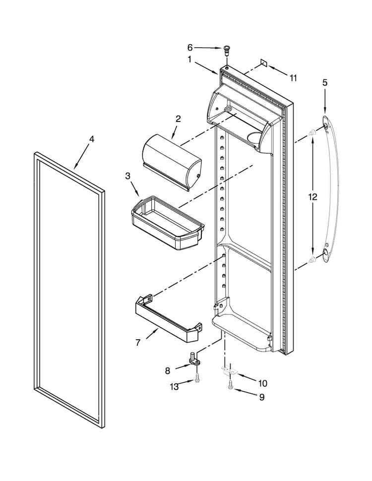 Refrigerator Door Parts Diagram and Parts List for 10650022211  Kenmore Refrigerator