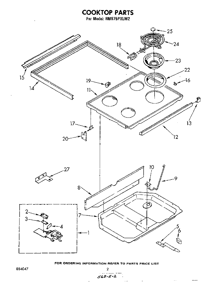 COOKTOP Diagram and Parts List for RM975PXLW2  Whirlpool Microwave Oven Combo
