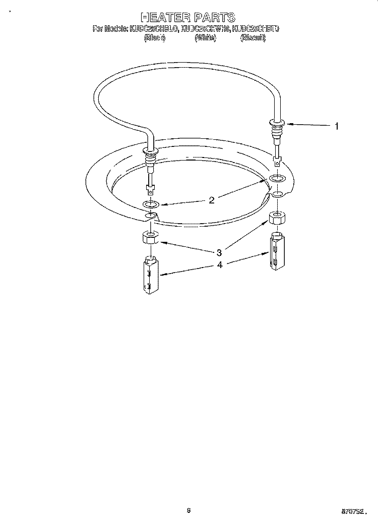 HEATER Diagram and Parts List for KUDC25CHBL0  KitchenAid Dishwasher