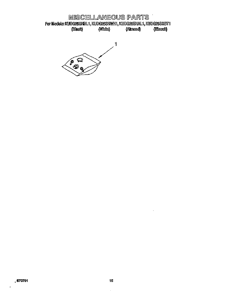 MISCELLANEOUS, LIT/OPTIONAL Diagram and Parts List for KUDG25SHBL1  KitchenAid Dishwasher