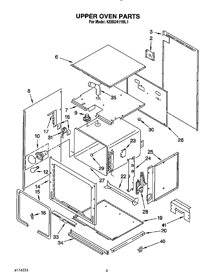 UPPER OVEN, OPTIONAL Diagram and Parts List for KEBI241YBL1  KitchenAid Wall Oven
