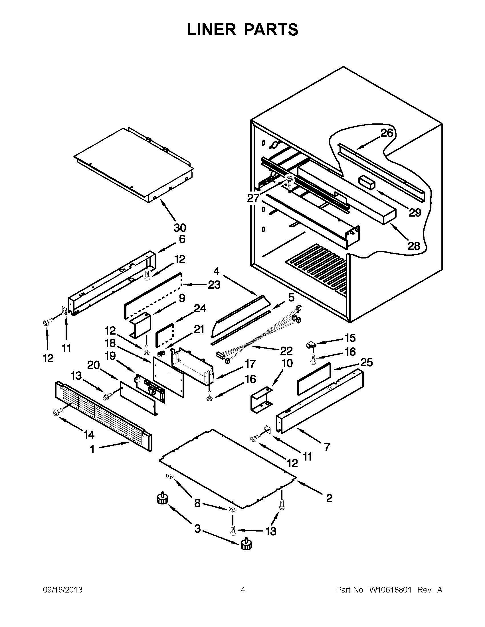 03 - LINER PARTS Diagram and Parts List for JUD24FCARS00  Whirlpool Wall Oven