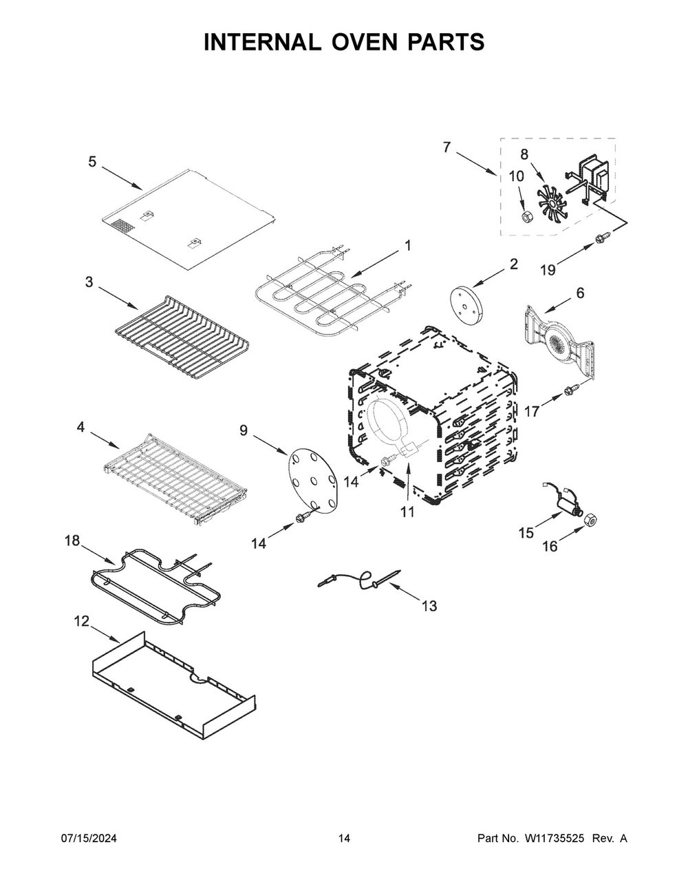 08 - Internal Oven Parts Diagram and Parts List for KFDC506JAV03  Whirlpool Cooktop