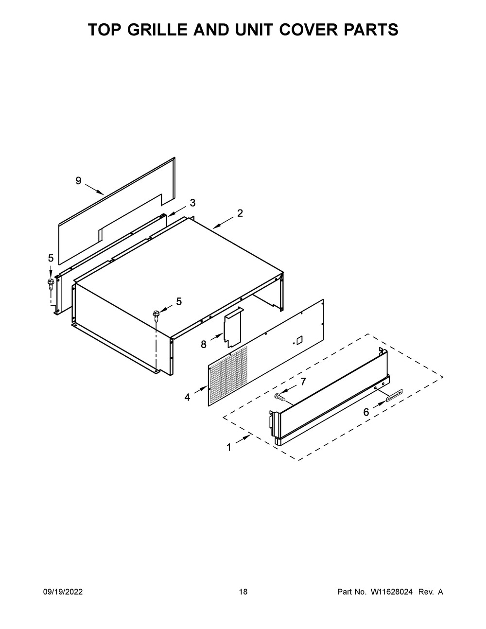 Top Grille And Unit Cover Parts Diagram and Parts List for KBSN702MBS00  KitchenAid Refrigerator