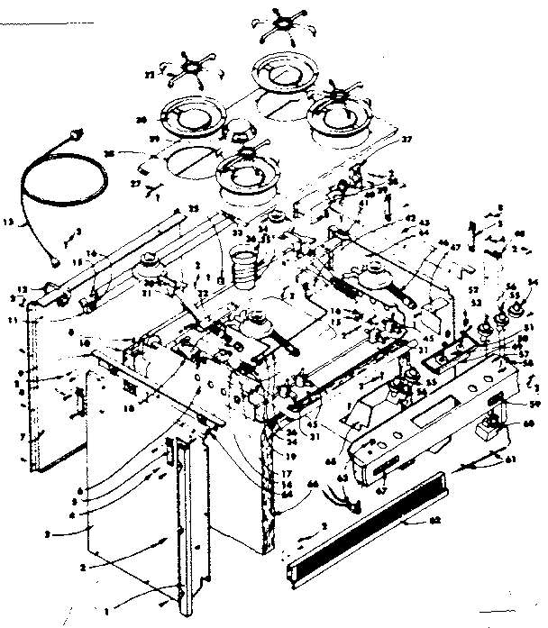Top Section And Outer Body Parts Diagram and Parts List for 1553567302  Kenmore Range