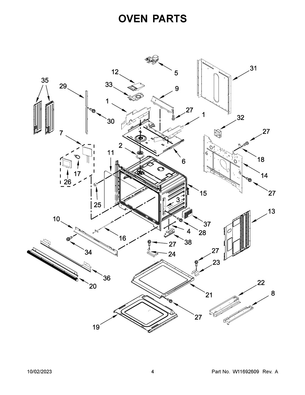 Oven Parts Diagram and Parts List for WOEC5030LB01  Whirlpool Microwave Oven Combo