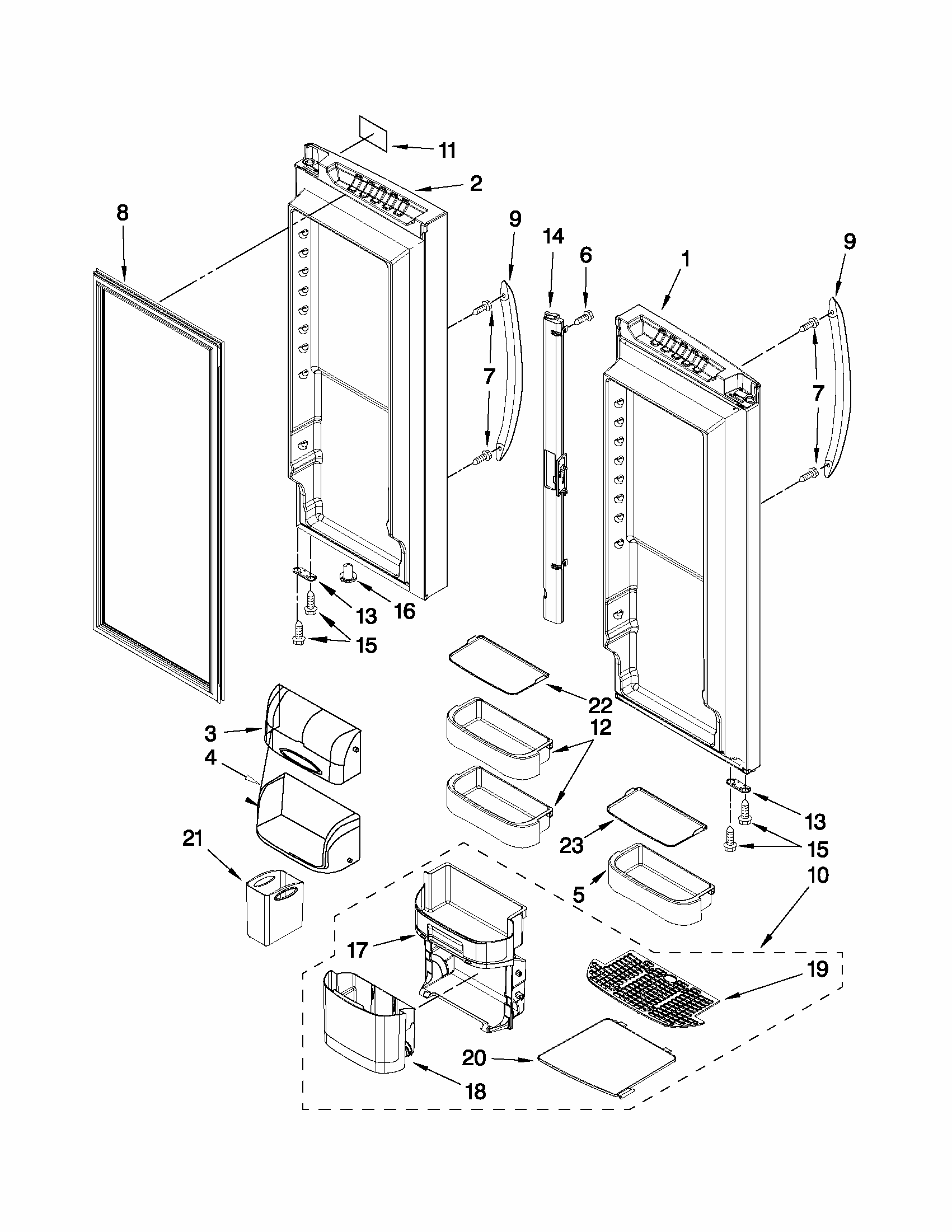 Refrigerator Door Parts Diagram and Parts List for 59679533015  Kenmore Refrigerator