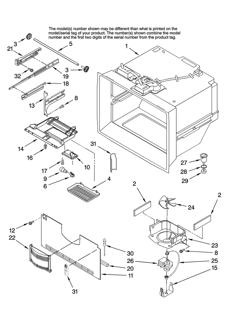 Freezer Liner Parts Diagram and Parts List for KBLS22ETSS11  KitchenAid Refrigerator