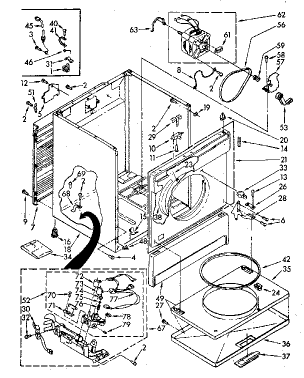 Cabinet Diagram and Parts List for LG5801XSN2  Whirlpool Dryer