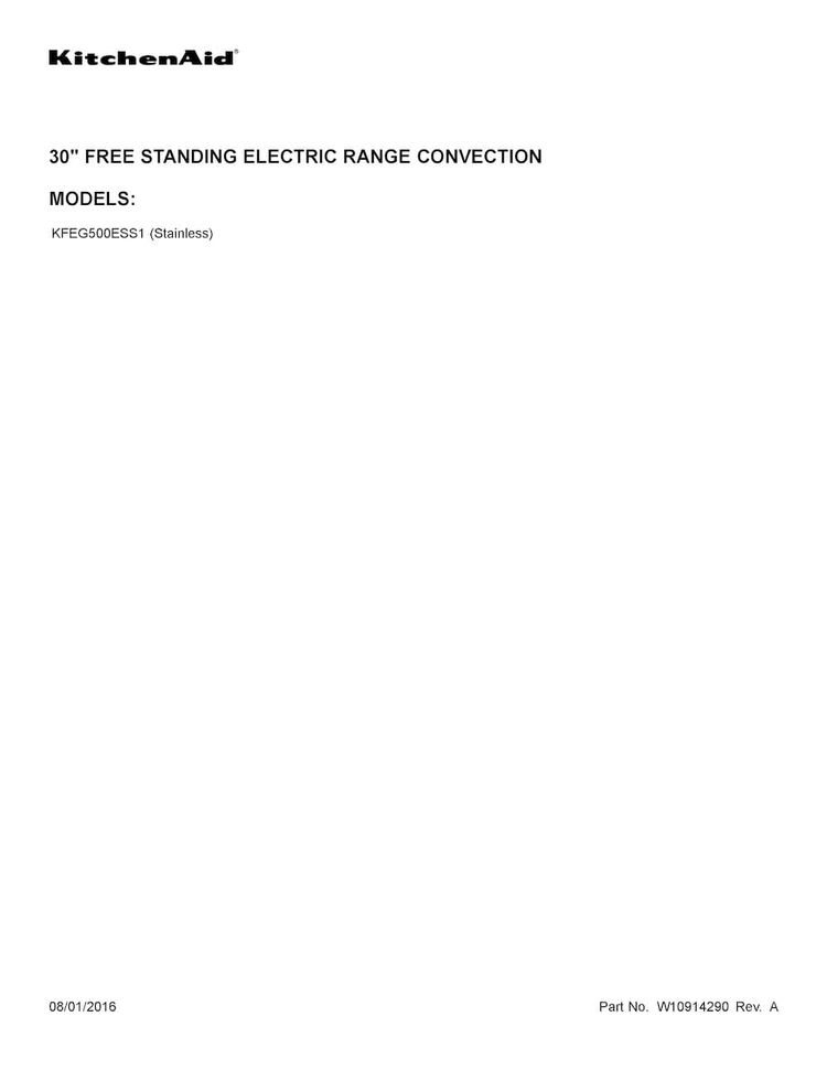 Cover Sheet Diagram and Parts List for KFEG500ESS1  KitchenAid Range