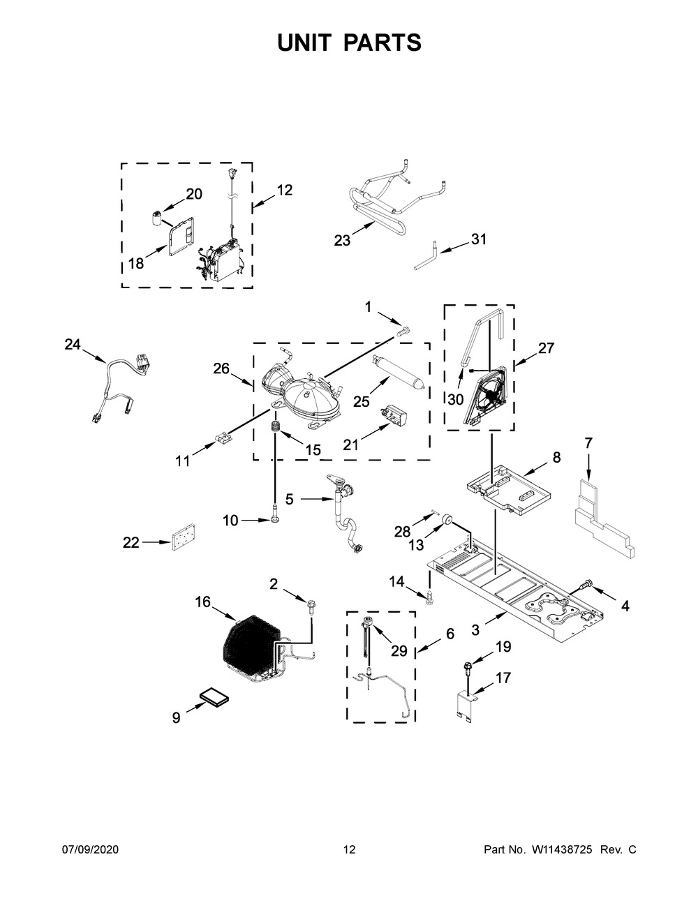 Unit Parts Diagram and Parts List for KRFC604FSS03  Whirlpool Refrigerator