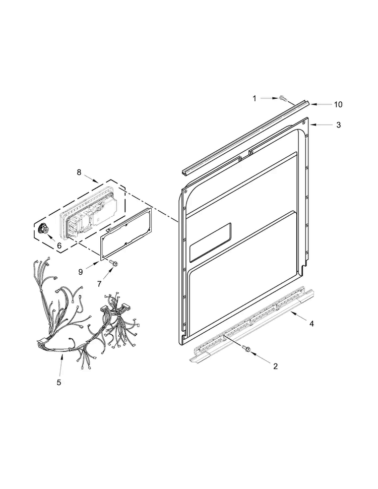 Inner Door Parts Diagram and Parts List for KDTE104DSS0  KitchenAid Dishwasher